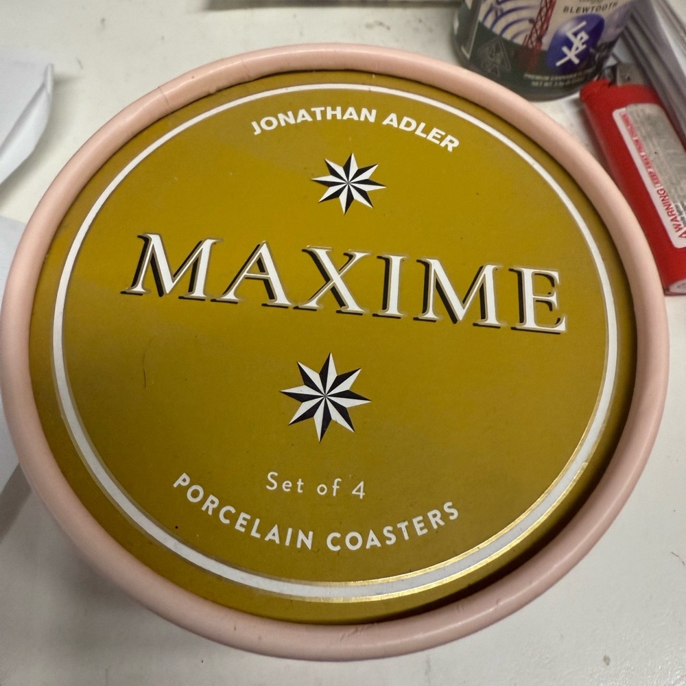 Jonathan Adler Maxime Gold and Cream Coasters